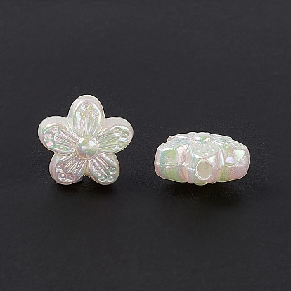 Abalorios de acrílico opacos, perlas de imitación, color de ab, 5-pétalo de flor