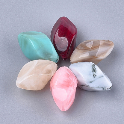 Perles acryliques, style de pierres fines imitation, torsion