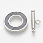 201 Stainless Steel Toggle Clasps, with Enamel, Ring