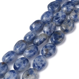 Brins de perles de jaspe de tache bleue naturelle, ovale