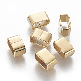 201 Stainless Steel Slide Charms/Slider Beads, For Leather Cord Bracelets Making, Rectangle