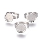 Adjustable 304 Stainless Steel Finger Rings Components, Pad Ring Base Findings, Flat Round