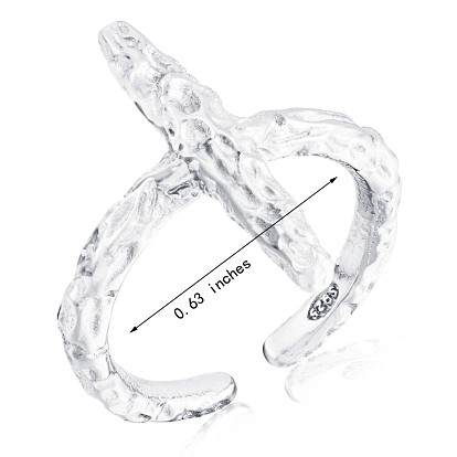 925 Sterling Silver Cross Open Cuff Ring for Women