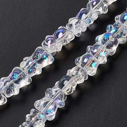 Electroplate Glass Beads Strands, AB Color Plated, Bear