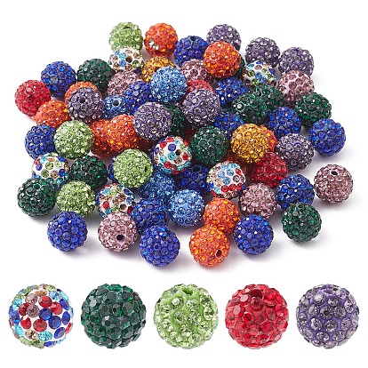 Pave Disco Ball Beads, Polymer Clay Rhinestone Beads, Round