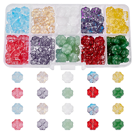 Nbeads 200Pcs 10 Colors Spray Painted Glass Beads, Clover