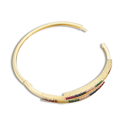 Bracelet articulé en zircone cubique colorée, bijoux en laiton pour femmes, sans nickel