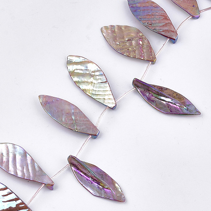 Freshwater Shell Beads Strands, Top Drilled Beads, Dyed, AB Color, Leaf