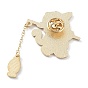 Alfileres de esmalte de gato de pesca, insignia de aleación de oro claro para mujer