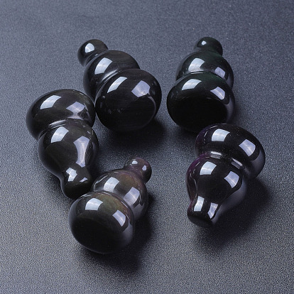 Natural Obsidian Beads, No Hole, Gourd