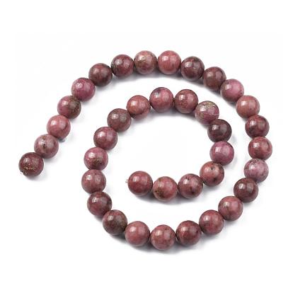 Rhodonite naturelle rangées de perles rondes