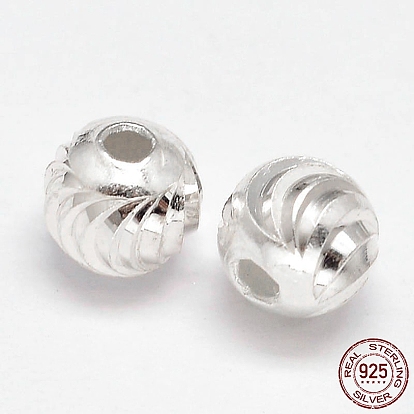 Fancy Cut 925 Sterling Silver Round Beads