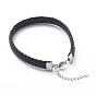 Imitation Leather Cord Bracelets, with Stainless Steel Lobster Claw Clasps, Stainless Steel Color