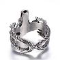 316 Surgical Stainless Steel Rings, with Rhinestone, Dragon