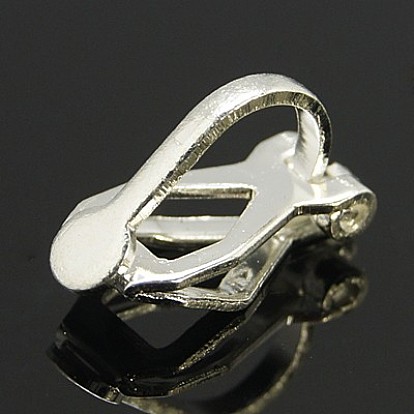 Brass Clip-on Earring Findings, for Non-pierced Ears, 14x8mm