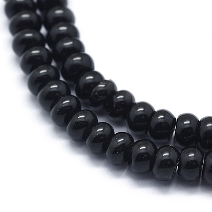 Synthetic Black Stone Beads Strands, Rondelle