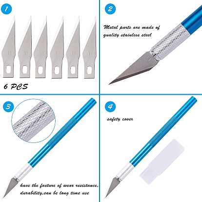 Carving Craft Creation Knife  Sets, including Manganese Steel Craft Knife Kit, with 5 Pcs Blades, PVC Cutting Mat Pad and Stainless Steel Rulers
