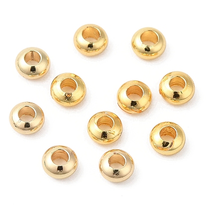 Brass Beads, Cadmium Free & Lead Free, Rondelle, Long-Lasting Plated