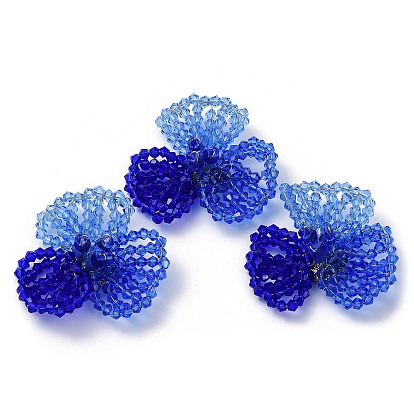 Cabochons en perles de verre, perles de cluster, avec disques perforés en laiton plaqué or, fleur