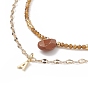 2 pcs 2 style goutte de jaspe rouge naturel et lettre initiale en laiton un ensemble de colliers pendentifs, colliers de perles de grenat naturel pour femmes