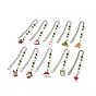 Marcadores colgantes de resina con tema navideño, marcador de gancho de aleación de estilo tibetano con patrón de flores, hoja de acebo/santa claus/reno