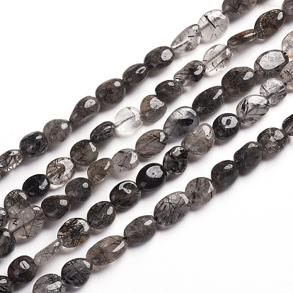 Quartz naturel tourmaliné / perles de quartz rutile noires, pierre tombée, Grade a, nuggets