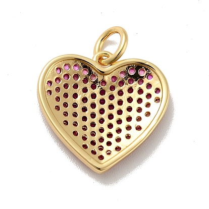 Micro en laiton de coeur ouvrent pendentifs de zircons, avec des anneaux de saut, sans cadmium et sans nickel et sans plomb, réel 18 k plaqué or