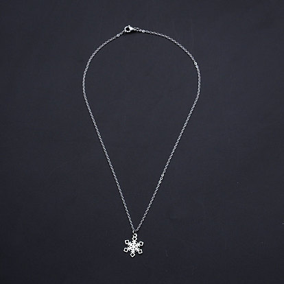 Le thème de Noël, 201 pendentifs en acier inoxydable, avec chaînes câblées et fermoirs mousqueton, flocon de neige