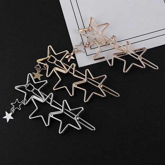 Alloy Hollow Geometric Hair Pin, Ponytail Holder Statement, Hair Accessories for Women, Star