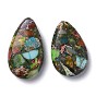 Synthetic Gold Line Imperial Jasper Beads Strands, Graduated Fan Pendants, Focal Beads, Drop, Dyed
