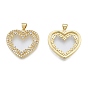 Brass Micro Pave Clear Cubic Zirconia Pendants, Heart