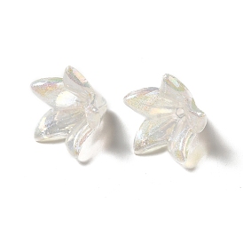 Transparent Acrylic Bead Caps, Glitter Flower
