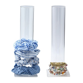 Organic Glass Bracelet Displays, Vertical Tower Jewelry Bracelet Display Stand, 84.5x50x255mm