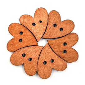 2-hole Basic Sewing Button, Wooden Buttons, Heart