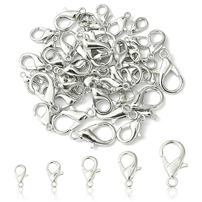50Pcs 5 Styles Zinc Alloy Lobster Claw Clasps, Parrot Trigger Clasps, Jewelry Making Findings