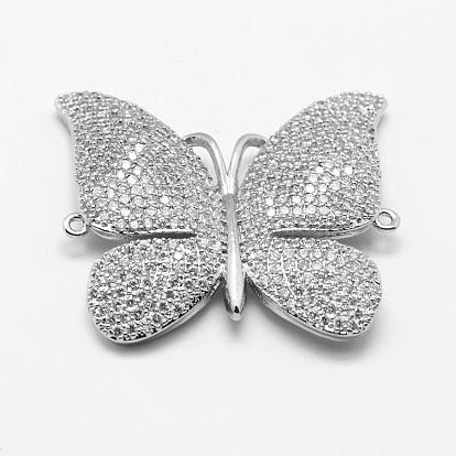 Long-Lasting PlatedBrass Micro Pave Cubic Zirconia Links, Butterfly