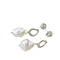 Platinum Brass Stud Earrings Findings, with 925 Sterling Silver Pins and Loops