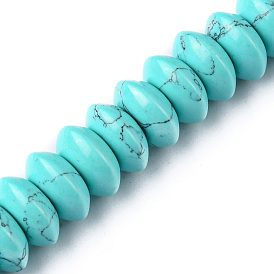 Synthetic Turquoise Beads Strands, Saucer Beads, Rondelle