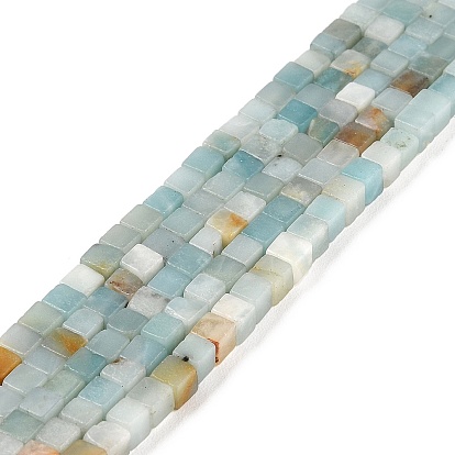 Natural Flower Amazonite Beads Strands, Cube