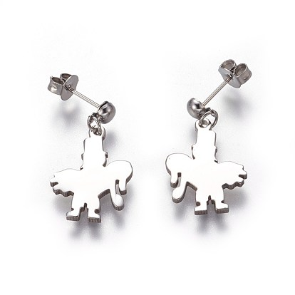 304 Stainless Steel Dangle Stud Earrings, Hypoallergenic Earrings, with Ear Nuts, Dancer