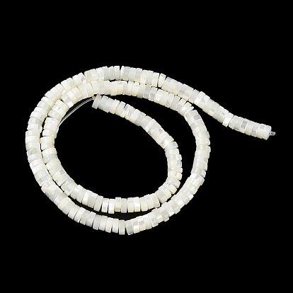 Natural Trochus Shell Beads Strands, Flat Round/Disc, Heishi Beads, Faceted