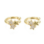 Brass Micro Pave Clear Cubic Zirconia Cuff Earrings, Nickel Free, Star