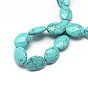 Facettes ovales turquoise synthétique brins de perles, 17x13x6mm, Trou: 1mm, Environ 13 pcs/chapelet, 8.26 pouce