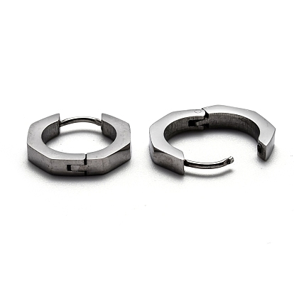 304 Stainless Steel Octagon Huggie Hoop Earrings