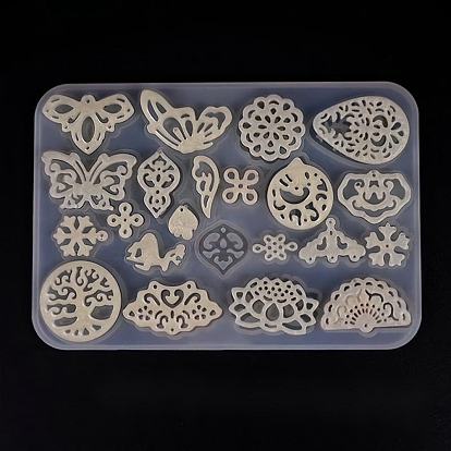 Pendant Silicone Molds, Resin Casting Molds, For UV Resin, Epoxy Resin Jewelry Making, Butterfly & Tree & Flower