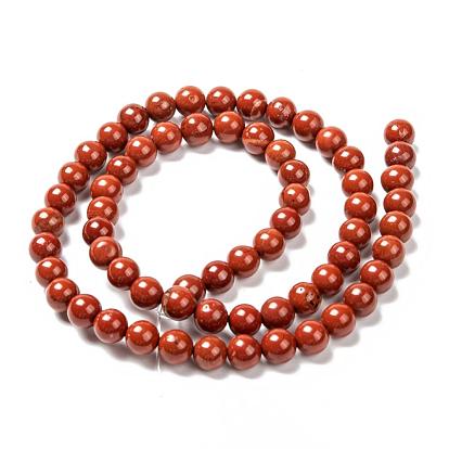 Grado de jaspe rojo natural de hebras de perlas, rondo