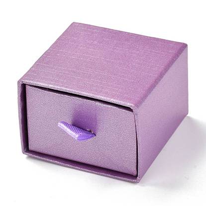 Square Paper Drawer Box, with Black Sponge & Polyester Rope, for Bracelet and Rings
