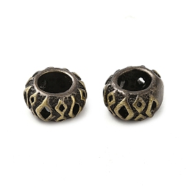 Tibetan Style Rack Plating Brass European Bead, Long-Lasting Plated, Large Hole Beads, Rondelle