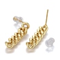 Boucles d'oreilles pendantes à chaîne gourmette en laiton, facette, avec des noix d'oreille en plastique, plaqué longue durée