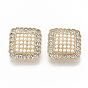 Alloy Rhinestone Shank Buttons, with ABS Plastic Imitation Pearl, 1-Hole, Square